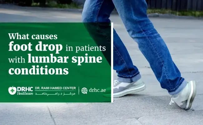What causes foot drop in patients with lumbar spine conditions