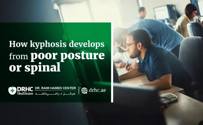 How kyphosis develops from poor posture or spinal degeneration